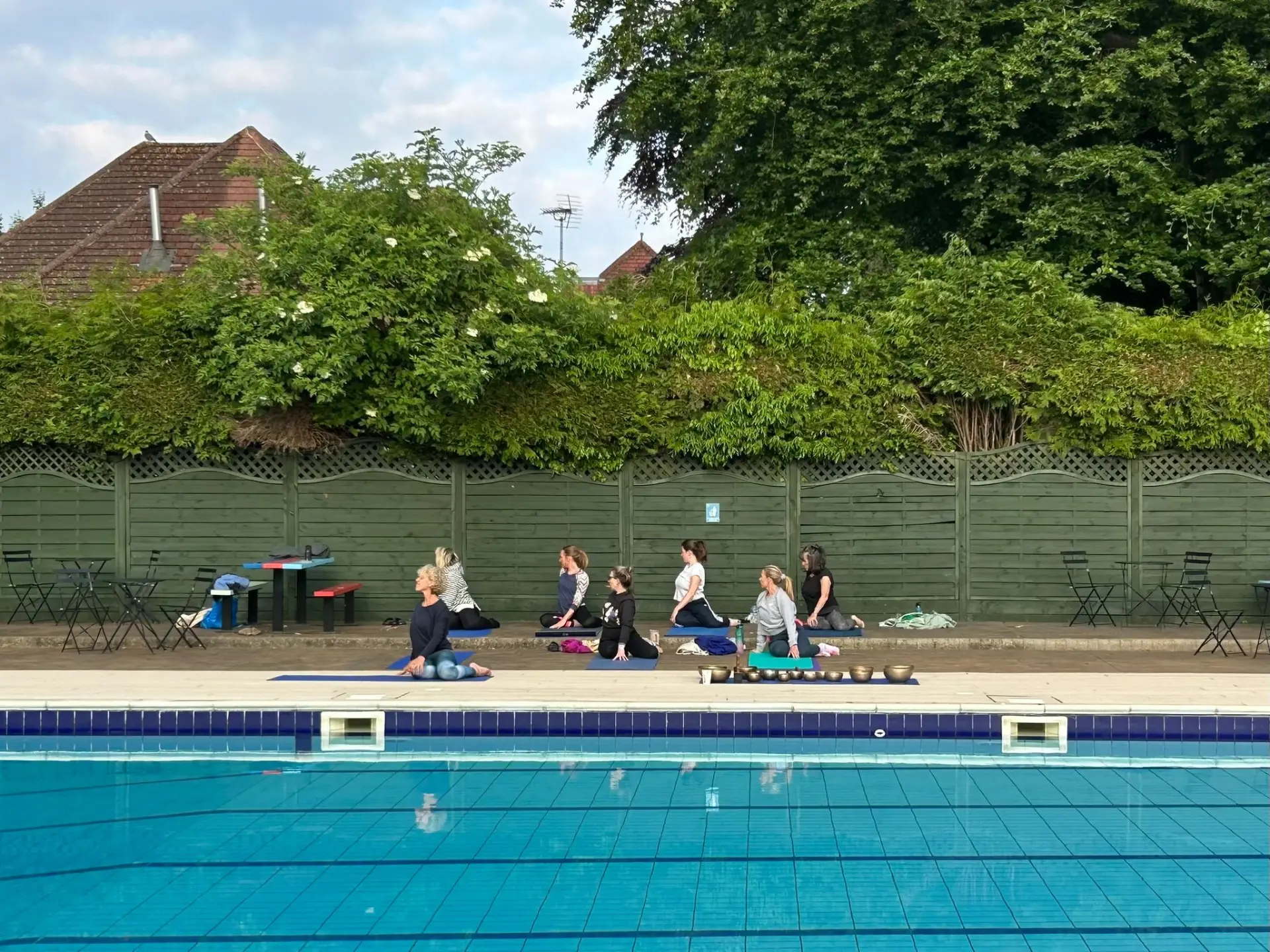 Poolside yoga